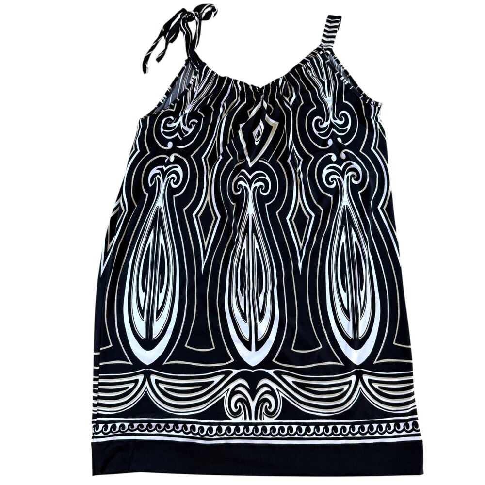 EUC WHBM Women's Black‎ & White Shift Dress with Shoulder Tie Strap Size S